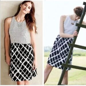 Anthropologie Sleeveless Black & White Sheath Dress with POCKETS
